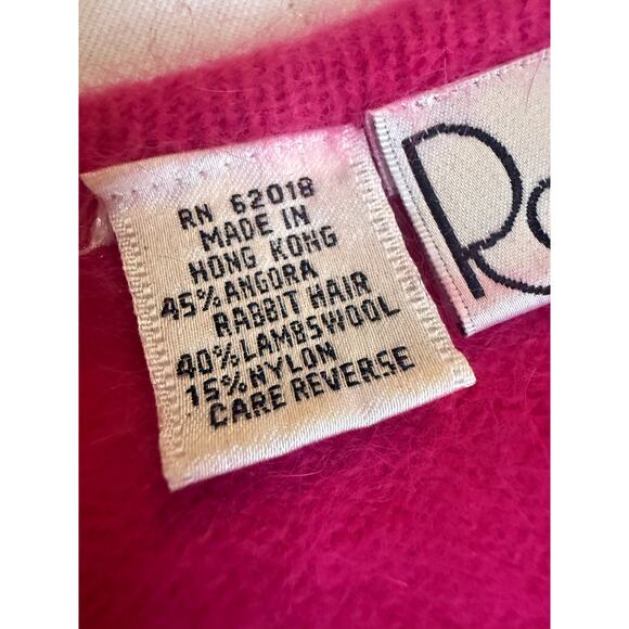 Vintage Rafaella Angora Lambswool Sweater Hot Pink Extra Soft Women Size Medium - Picture 6 of 6